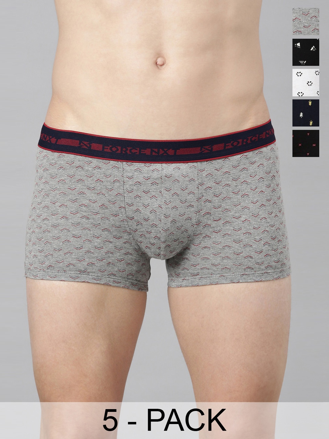 

Force NXT Pack of 5 Assorted Finez Elan Cotton Trunks MNFF-136-R3-ASST-PO5