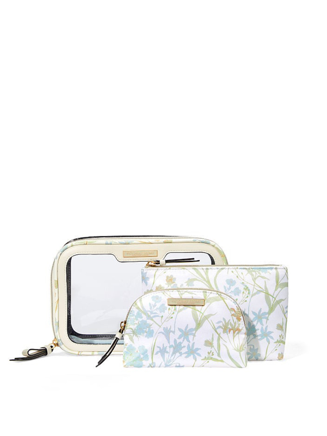 

Victoria's Secret Women Floral Printed Structured Vanity Bag with 2 Pouches, Transparent