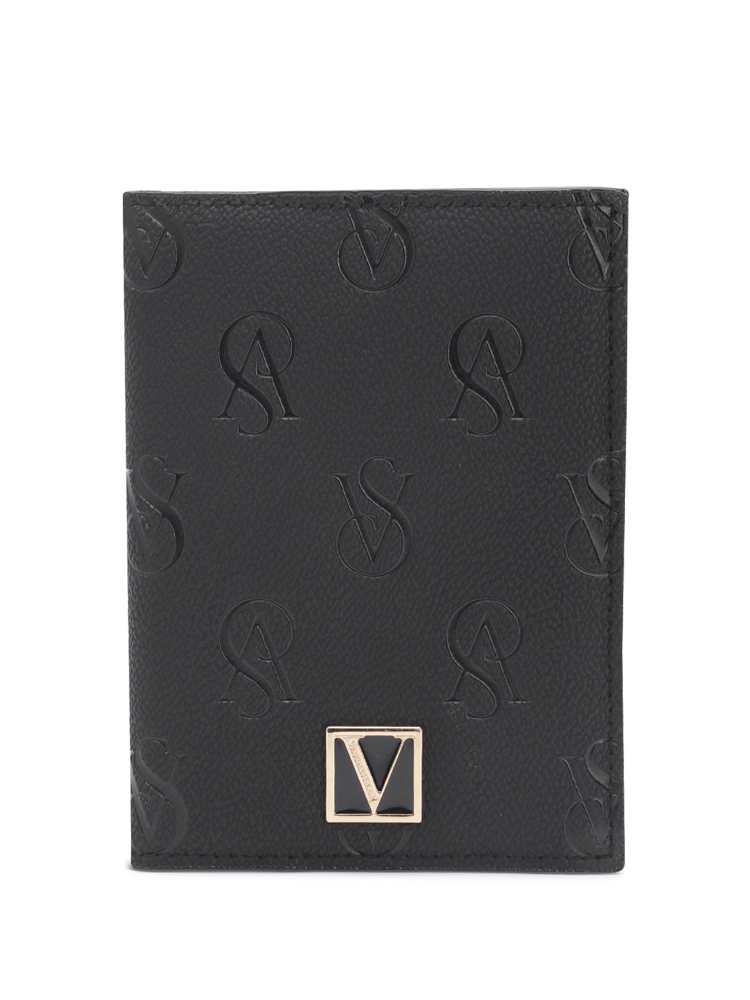

Victoria's Secret Women Brand Logo Textured Passport Cover, Black