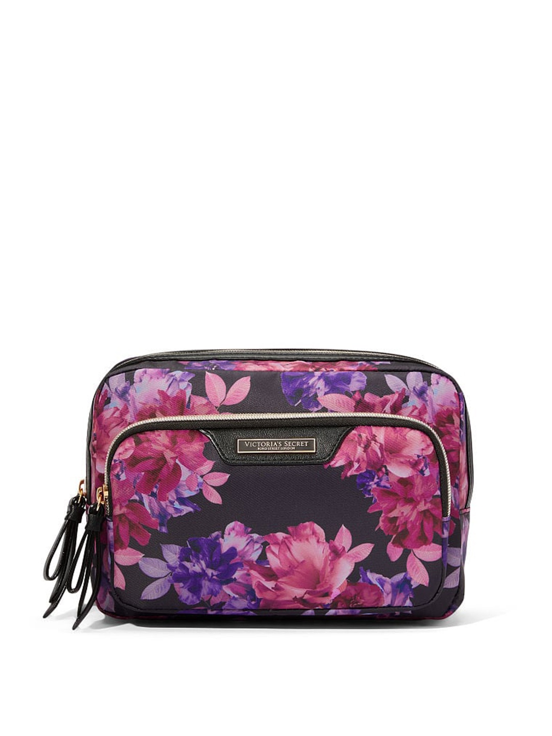 

Victoria's Secret Women Floral Printed Structured Cosmetic Pouch, Black