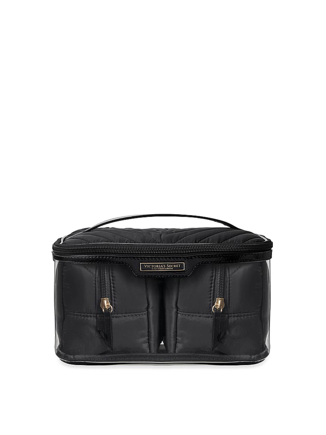 

Victoria's Secret Women Quilted Detail Structured Vanity Bag with 2 Pouches, Transparent