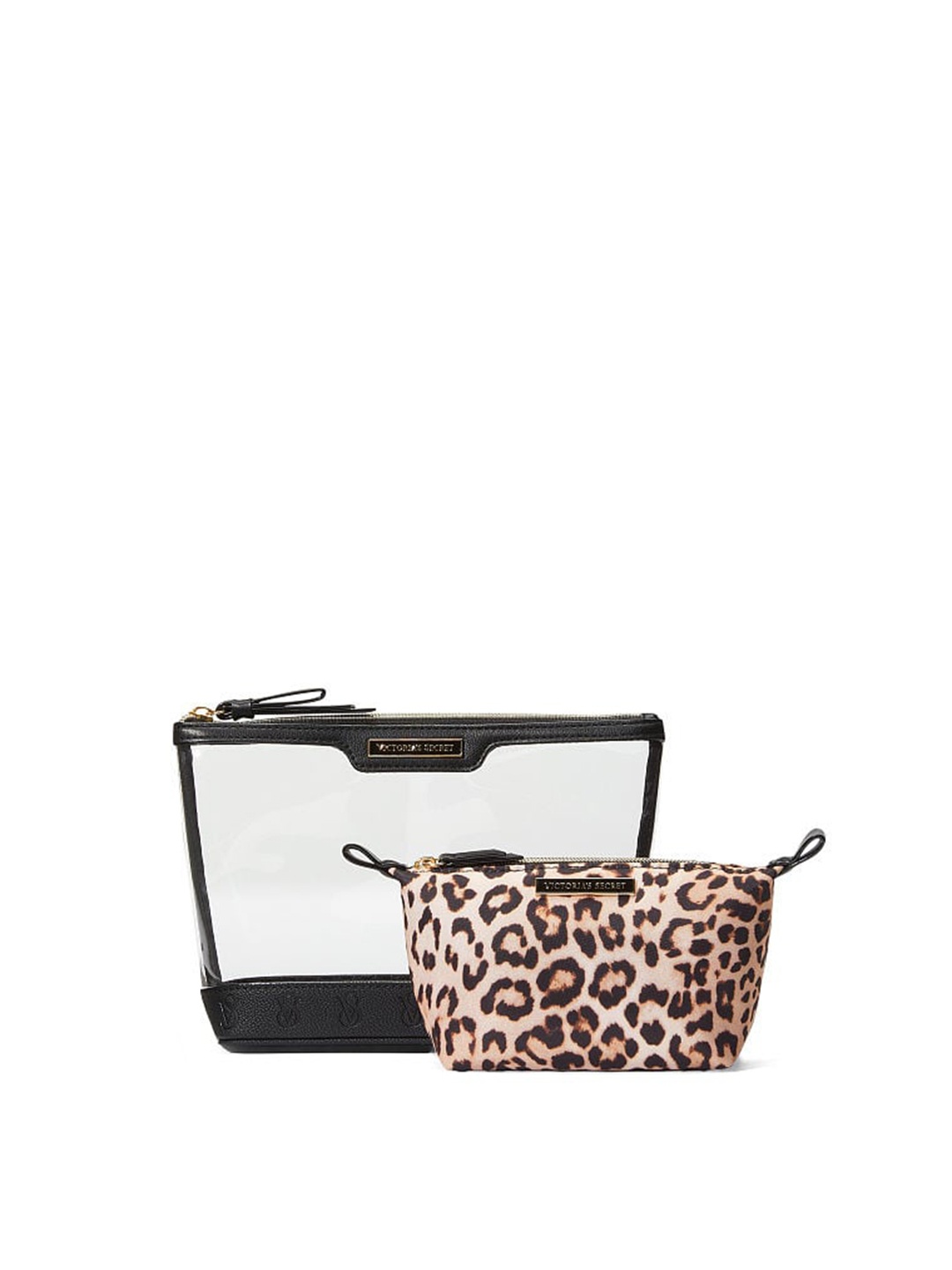 

Victoria's Secret Women Pack of 2 Structured Cosmetic Pouches, Transparent