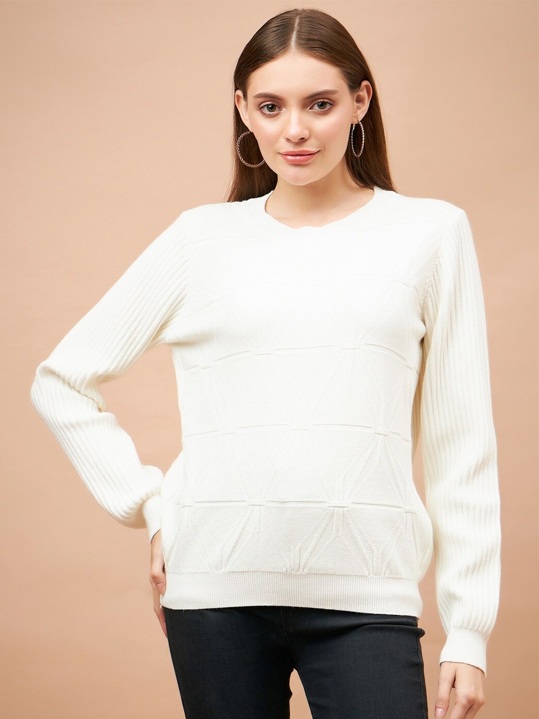 

Gipsy Ribbed Acrylic Pullover, Cream