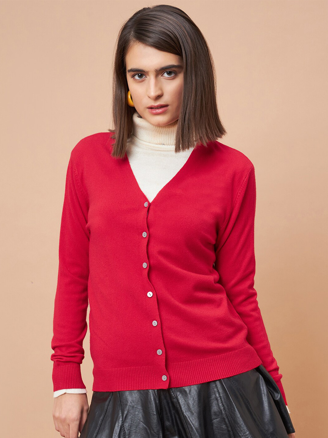 

Gipsy Long Sleeves Acrylic Cardigan, Red