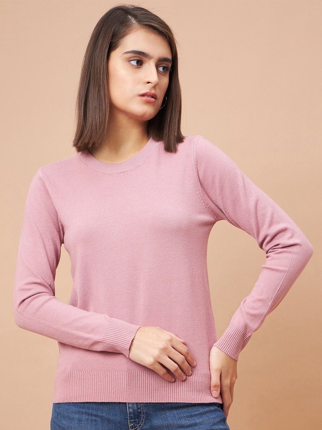 

Gipsy Long Sleeves Acrylic Pullover, Pink