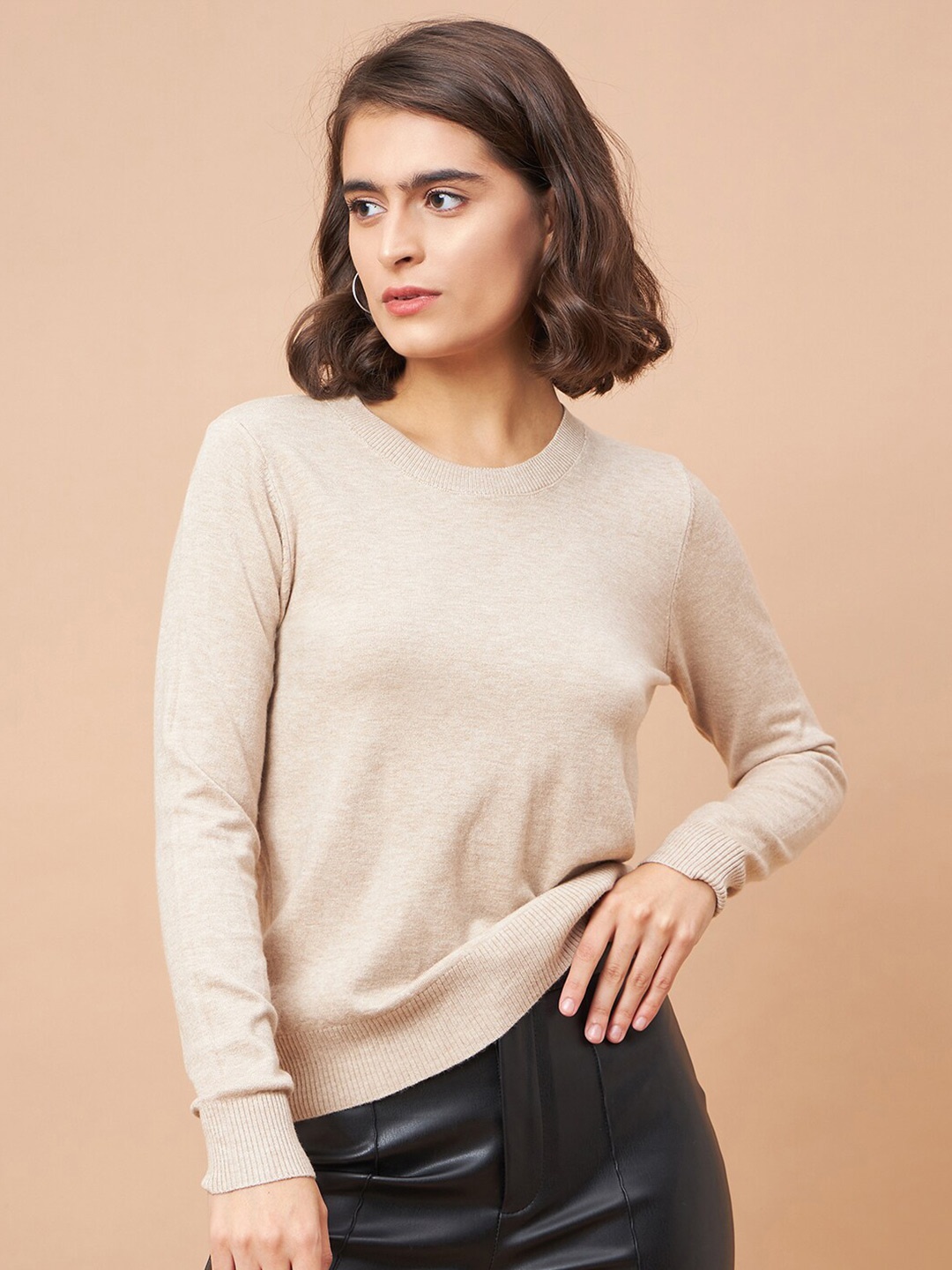 

Gipsy Long Sleeves Acrylic Pullover, Beige