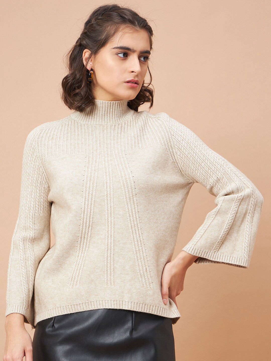 

Gipsy Ribbed Turtle Neck Acrylic Pullover, Khaki