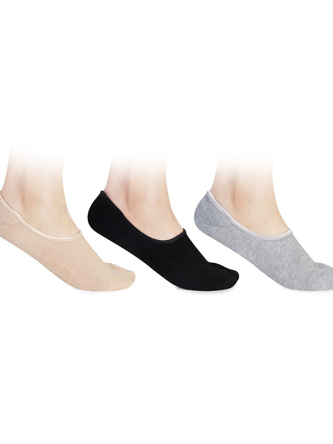 

Bonjour Women Pack Of 3 Cotton Shoe Liner Socks, Black