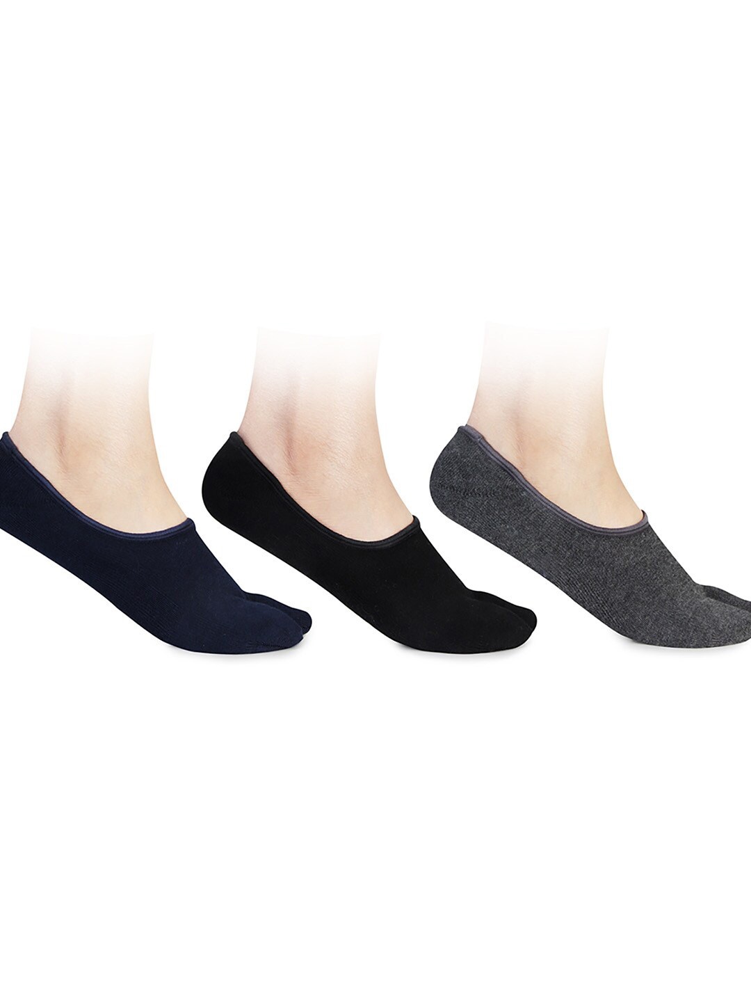 

Bonjour Women Pack Of 3 Cotton Shoe Liner Socks, Navy blue