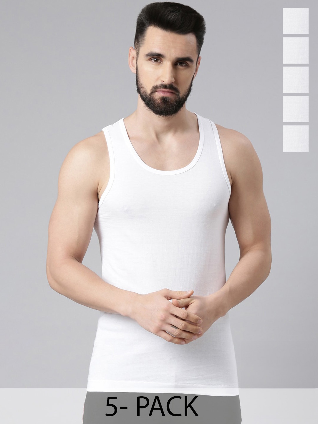 

Force NXT Pack Of 5 Pure Cotton Undershirt Finez Elite Innerwear Vest MNFF-144-R3-WHT-PO5, White