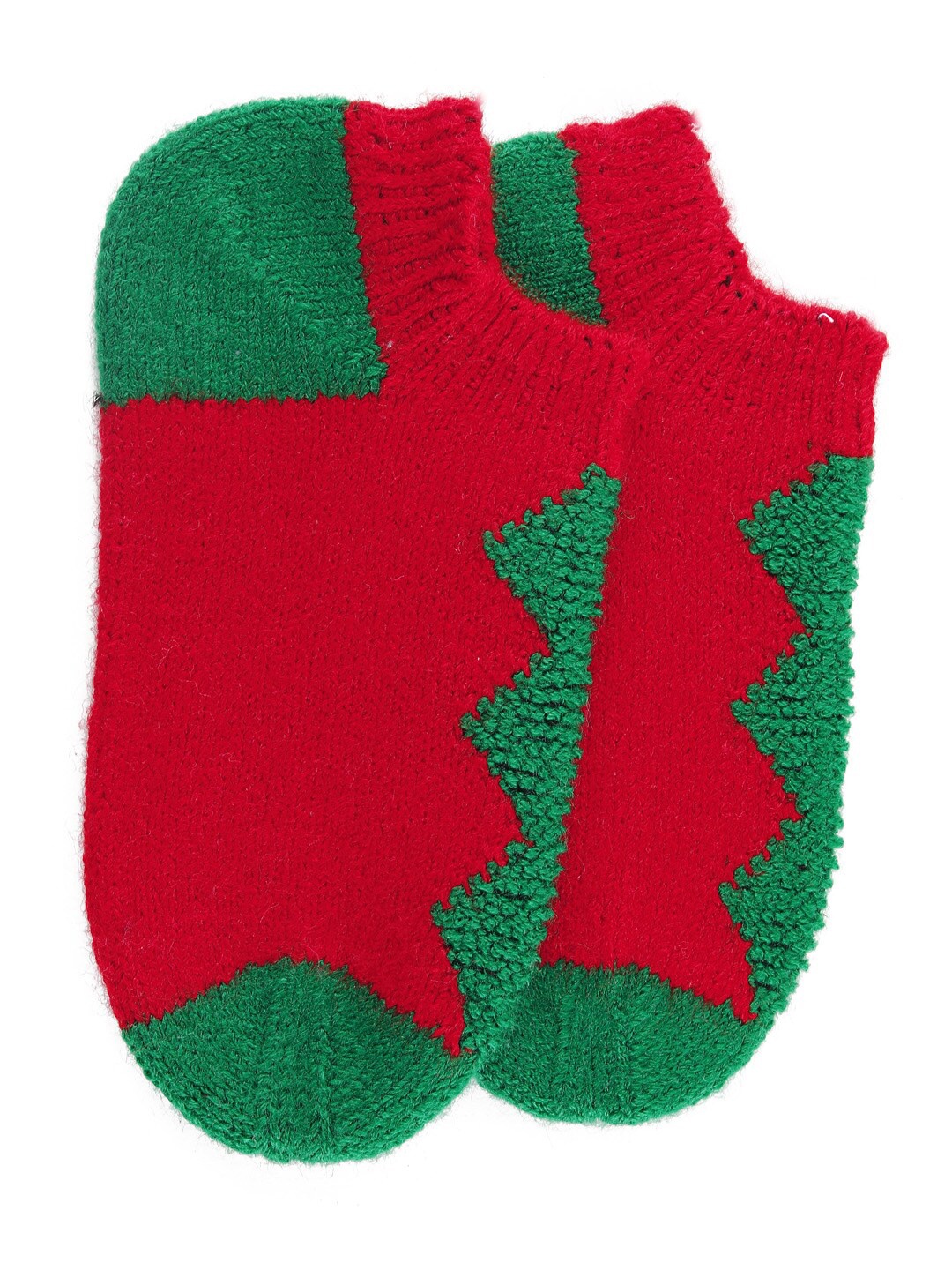 

Bharatasya Women Acrylic Patterned Fine Knit Ankle Socks, Red