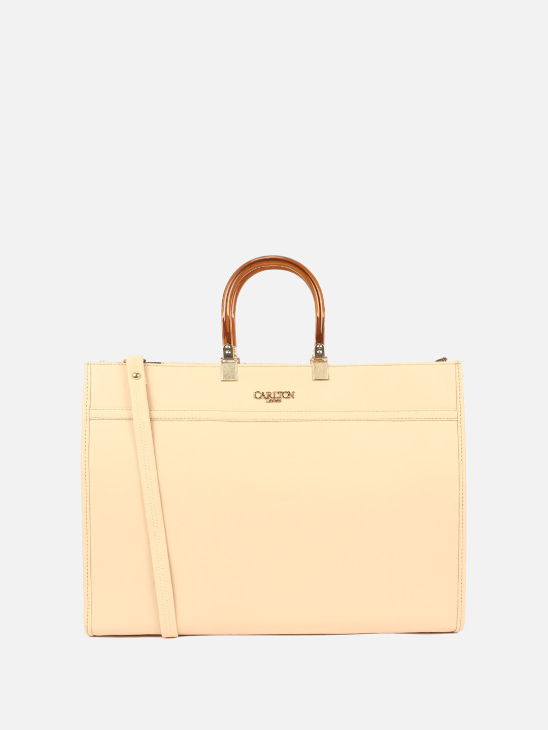 

Carlton London Oversized Zip Detail Up to 12 inch Swagger Satchel, Cream