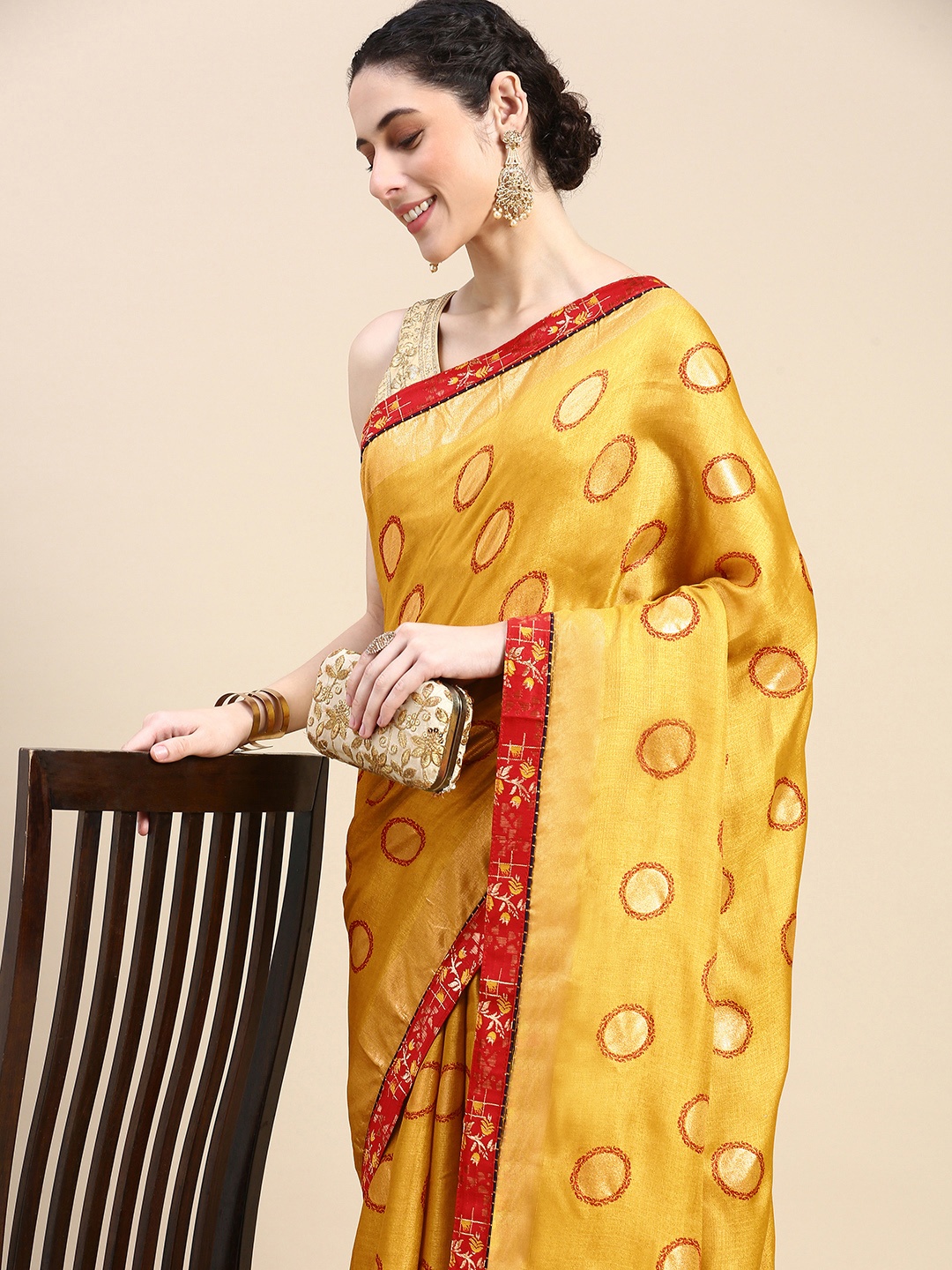 

HERE&NOW Zari Pure Cotton Saree, Yellow