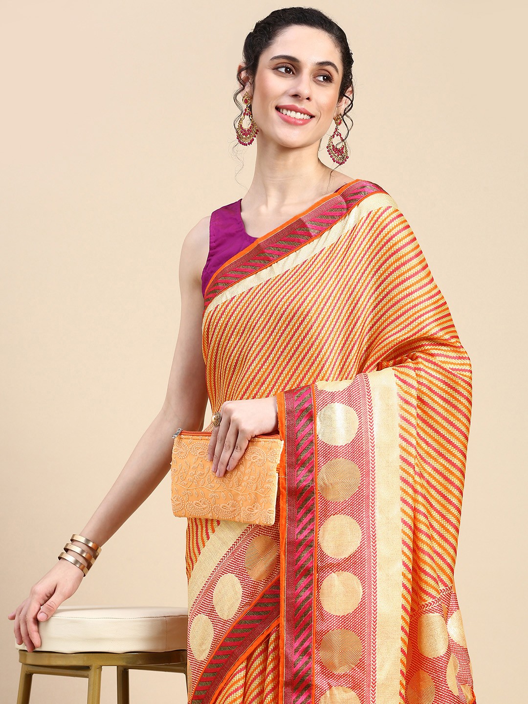 

HERE&NOW Abstract Printed Saree, Multi