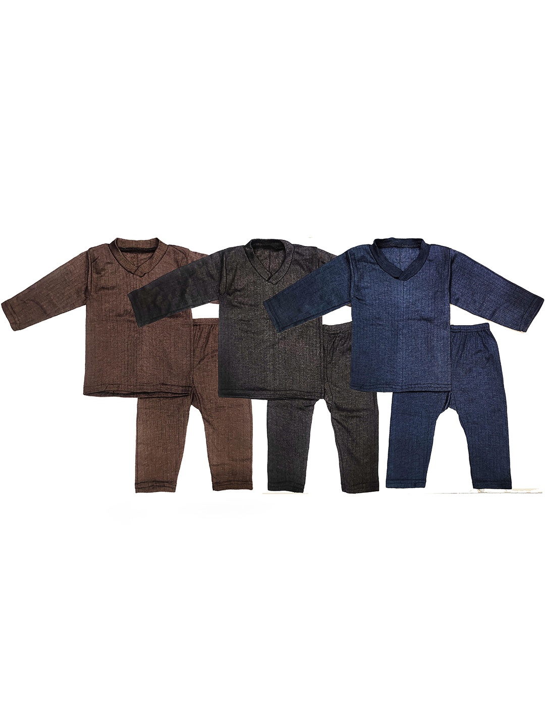 

KIFAYATI BAZAR Kids Pack of 3 V-Neck Clothing Set, Navy blue