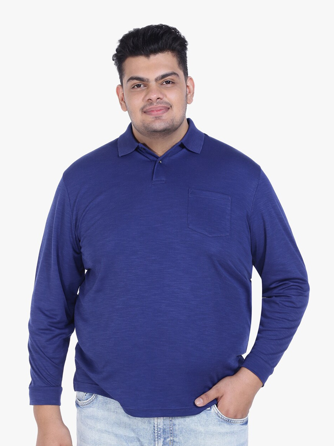 

Santonio Plus Size Polo Collar T-shirt, Blue