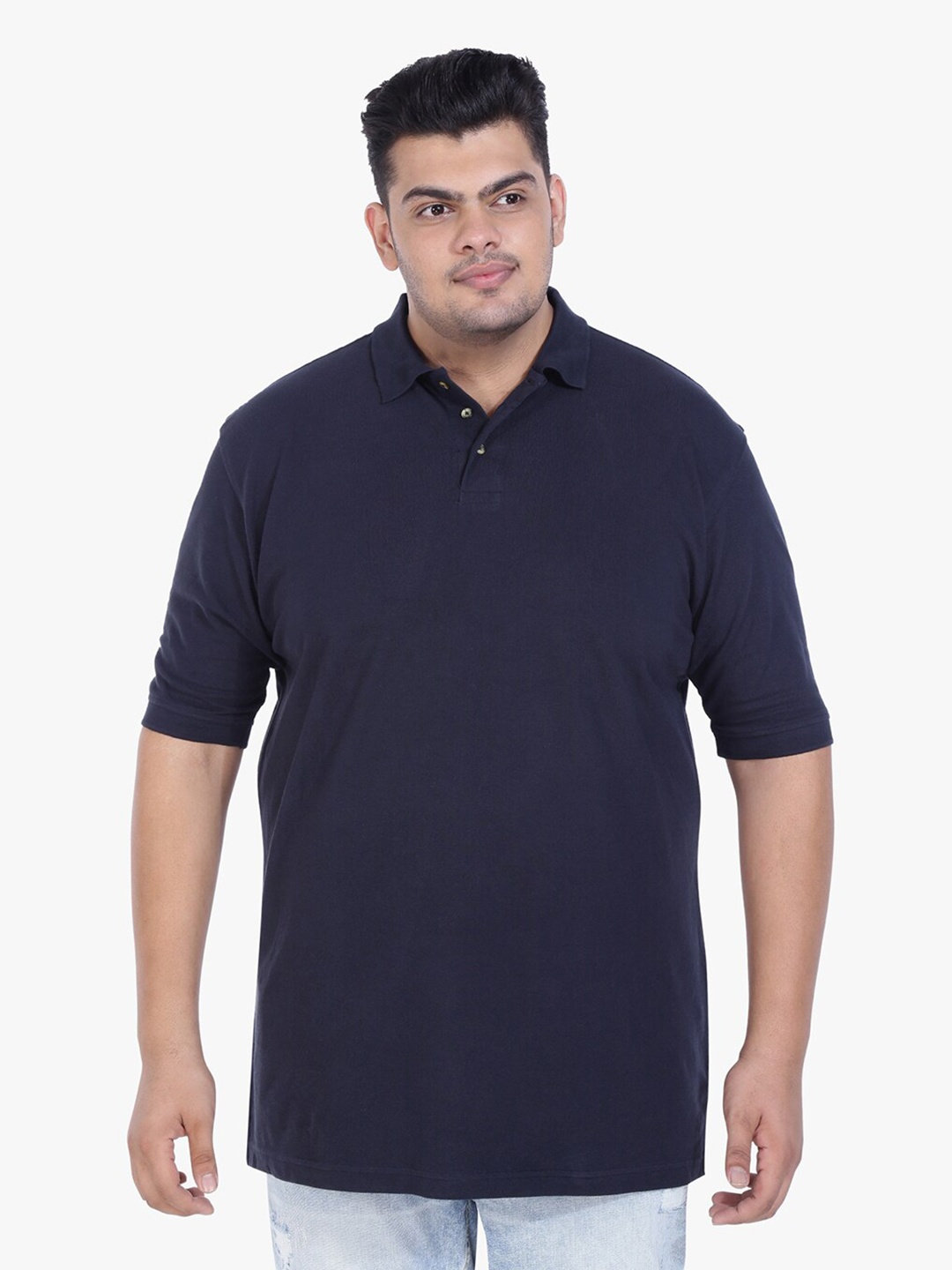 

Santonio Plus Size Polo Collar Cotton T-shirt, Green