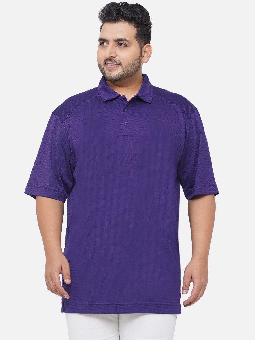 

Santonio Plus Size Polo Collar T-shirt, Purple