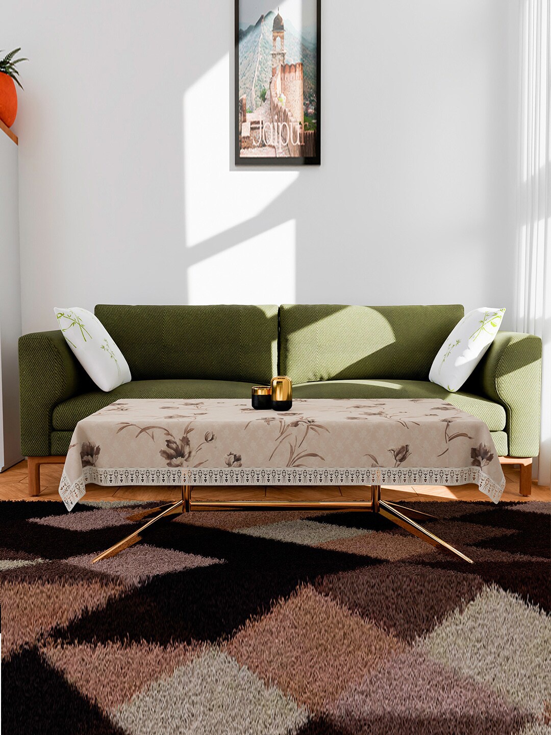 

Kuber Industries Brown Printed 4-Seater Table Cover