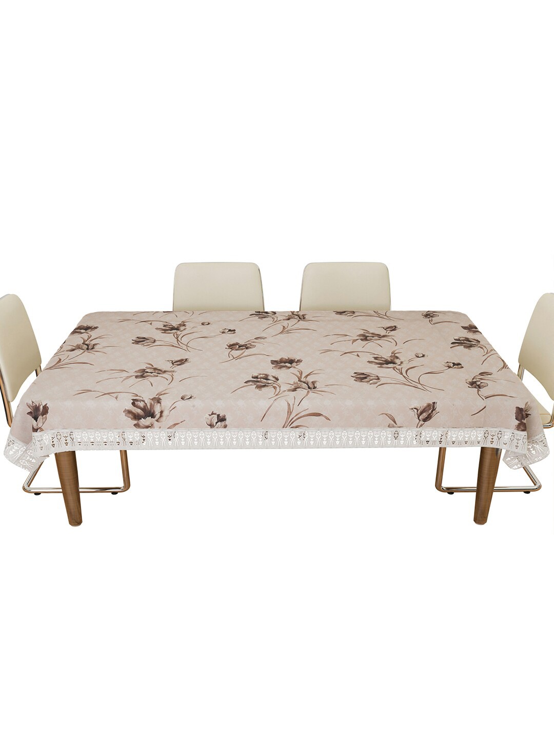 

Kuber Industries Beige & Brown Printed 6-Seater Table Cover
