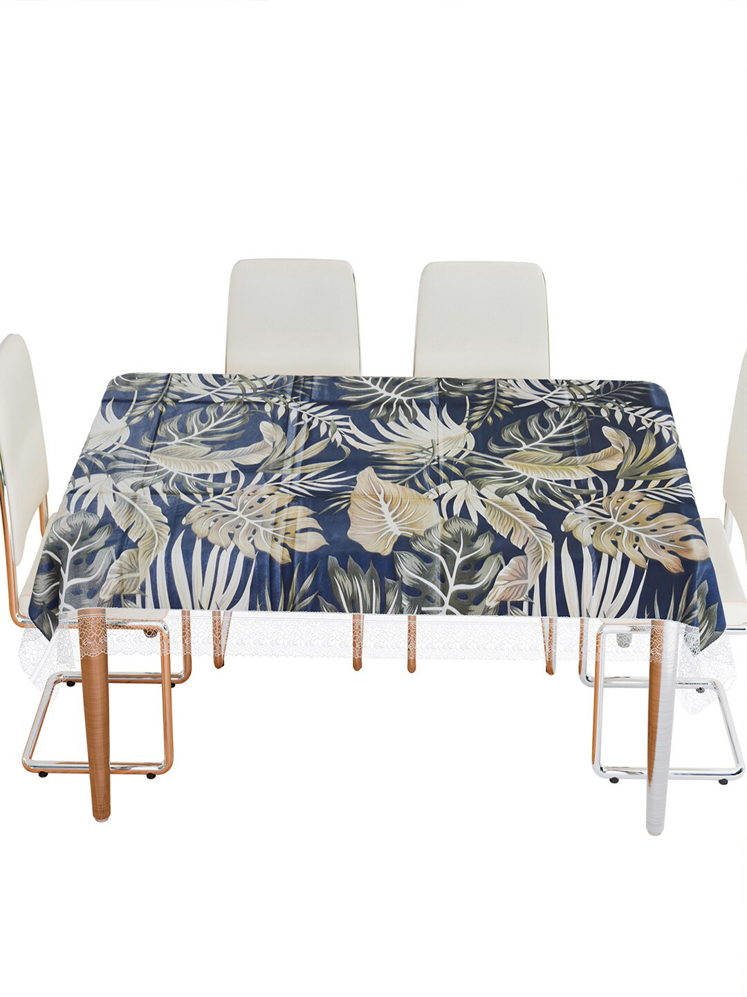 

Kuber Industries Blue7 Beige Printed 6 Seater Dining Table Cloth Cover, Blue