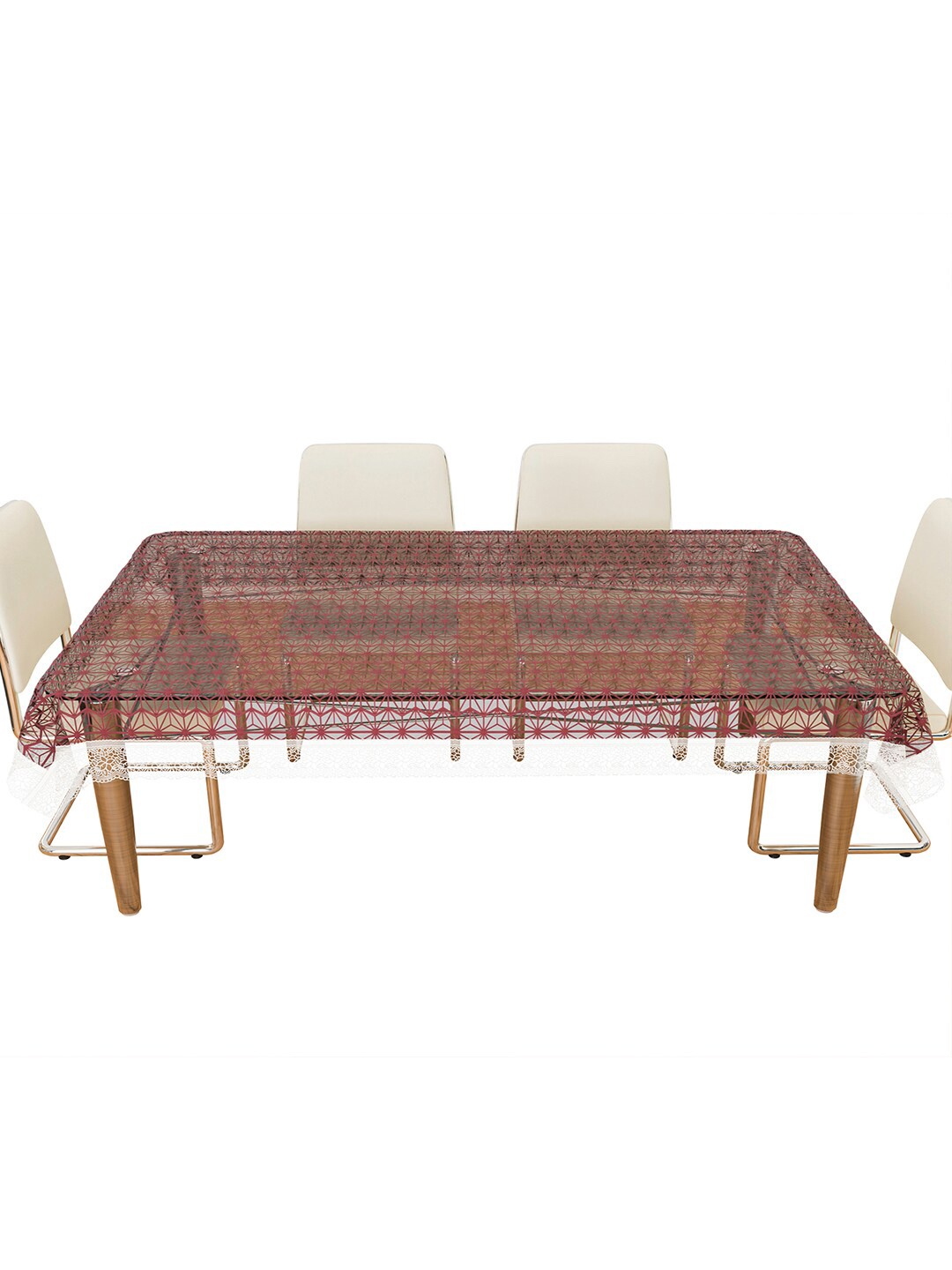 

Kuber Industries Brown Star Design 6 Seater Dining Table Cloth Cover