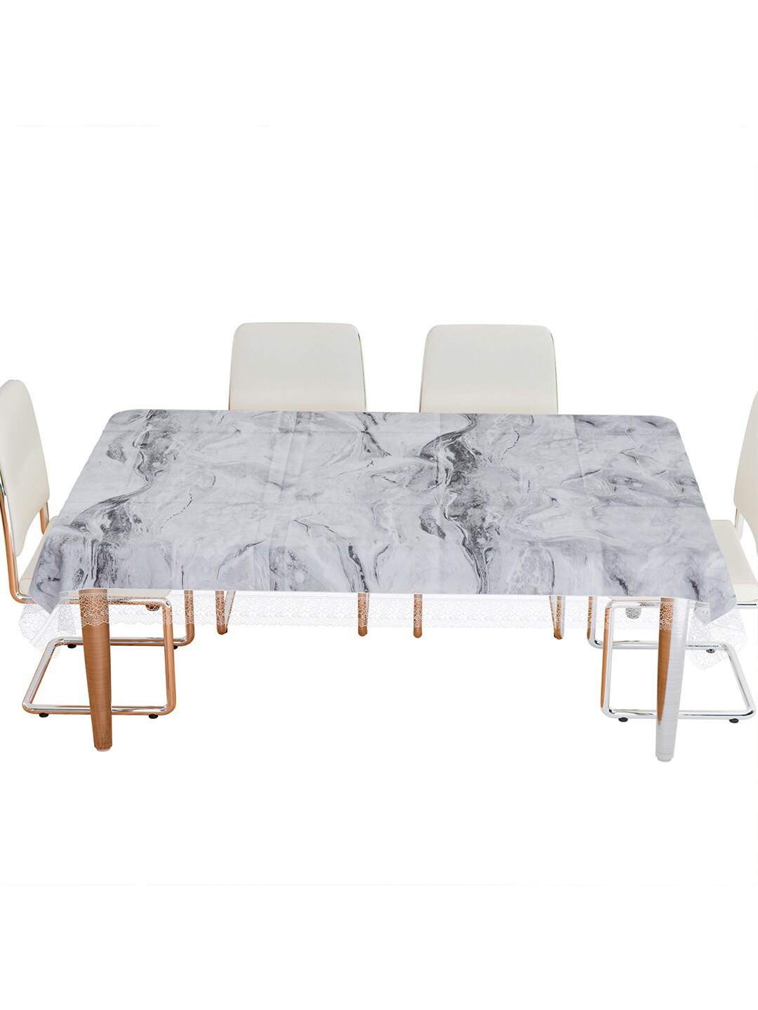 

Kuber Industries Grey Marble Printed 6 Seater Dining Table Cloth Cover