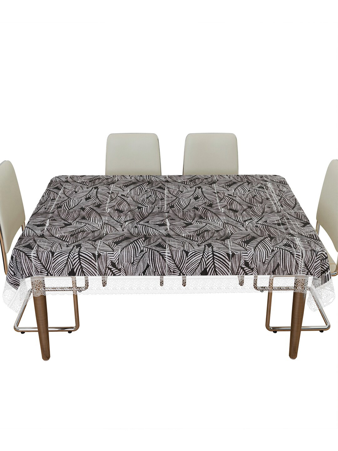 

Kuber Industries Black Printed 6 Seater Dining Table Cloth Cover