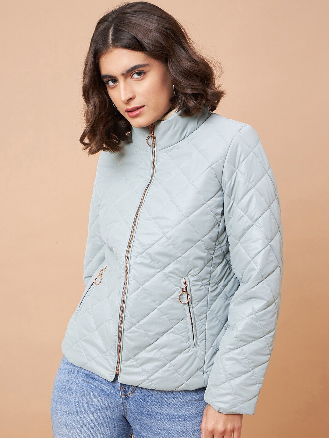 

Gipsy Stand Collar Quilted Jacket, Green