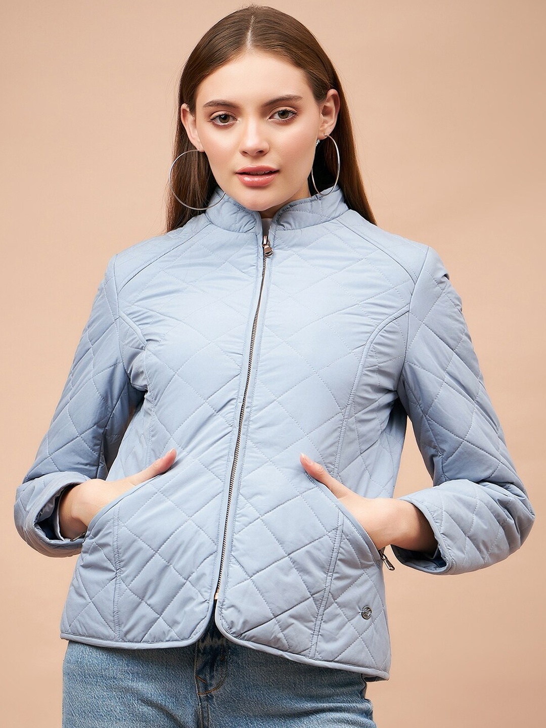 

Gipsy Mock Collar Quilted Jacket, Blue