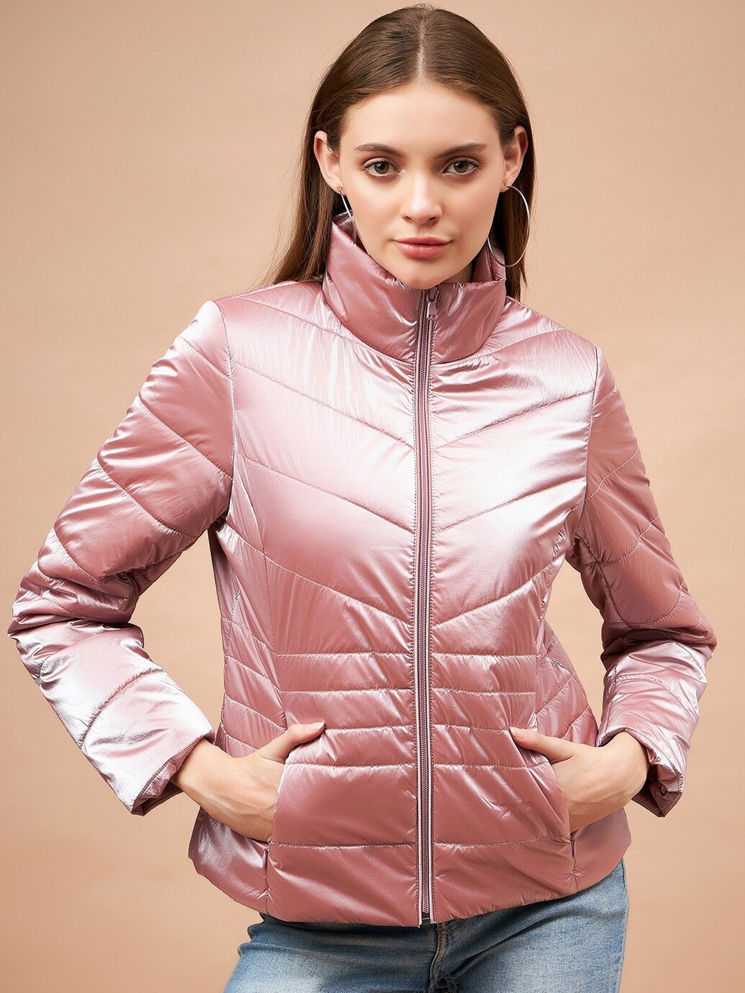 

Gipsy Stand Collar Padded Jacket, Pink