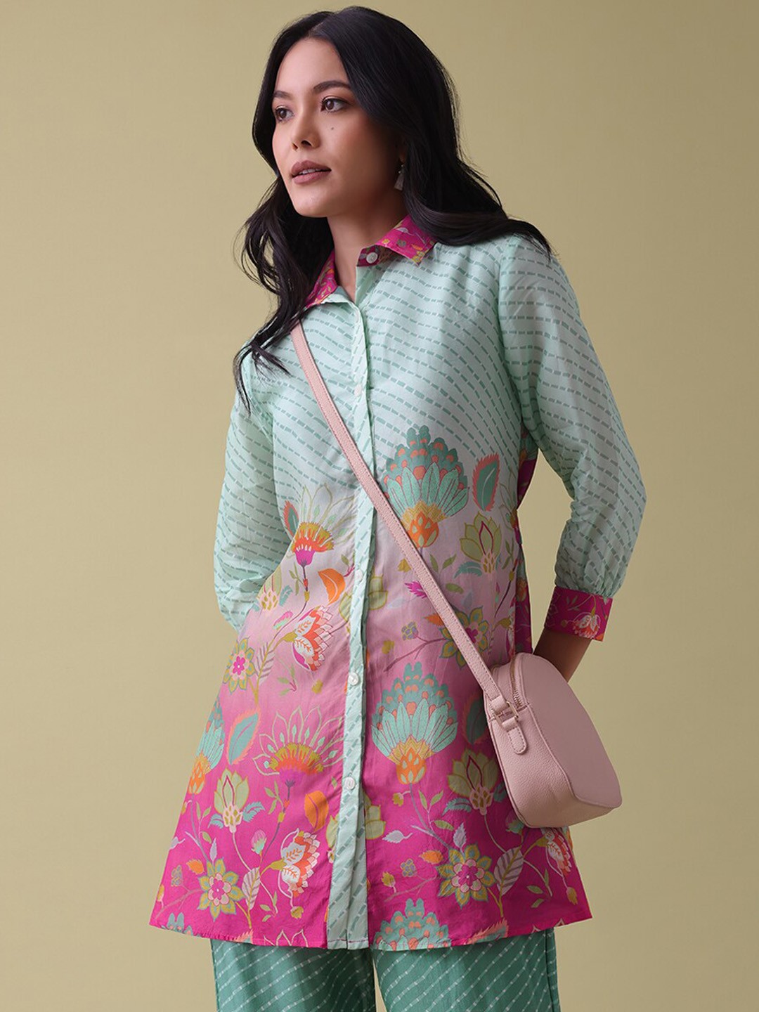 

KALKI Fashion Floral Printed Co-ord Set, Green