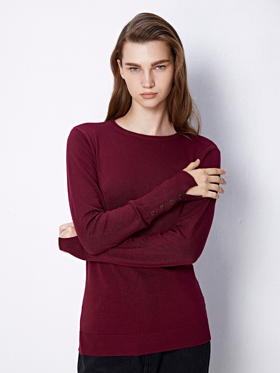 

COVER STORY Burgundy Long Sleeves Pullover