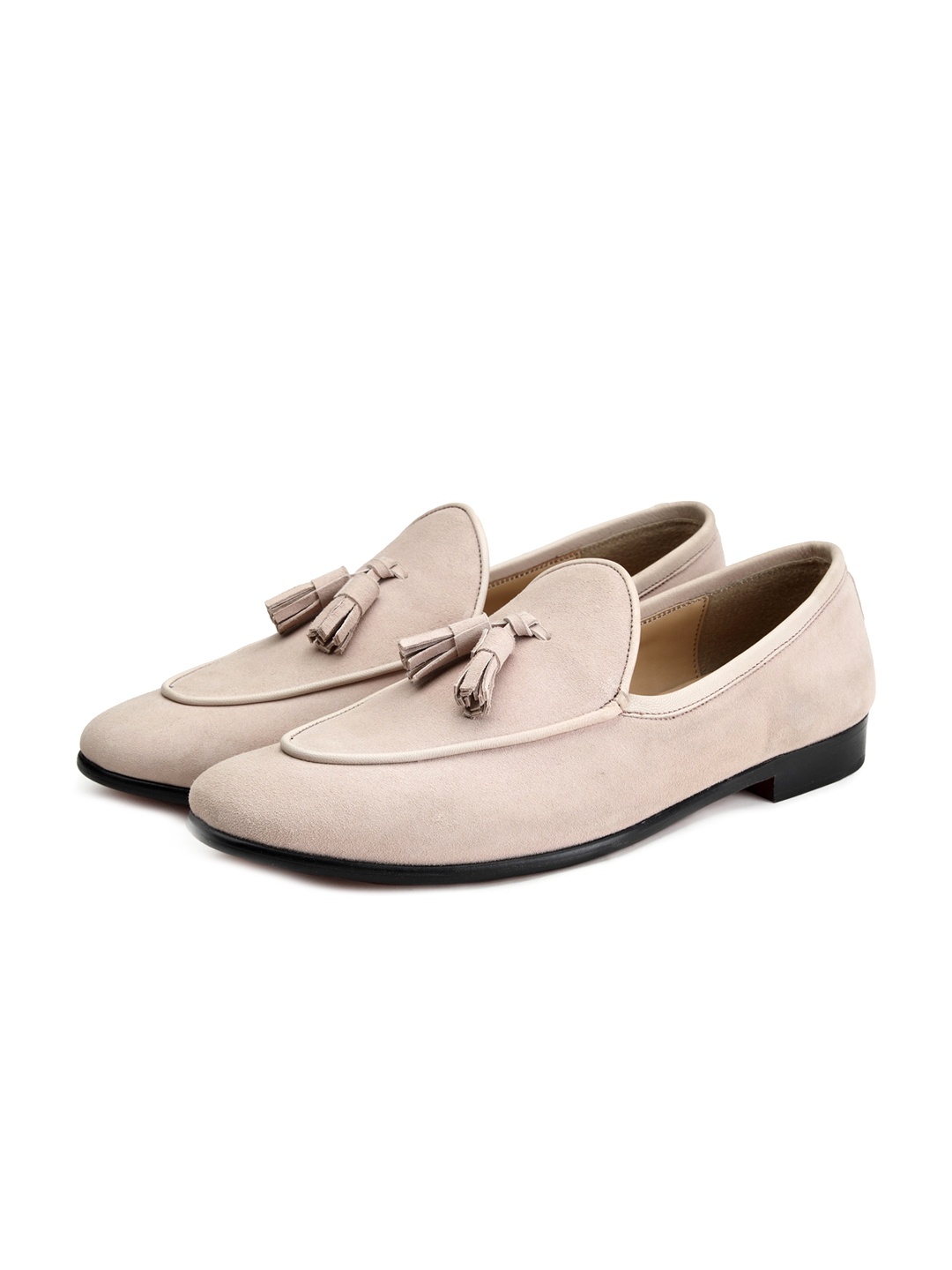 

SHUTIQ Men Roseate Batwing Suede Tassel Loafers, Pink