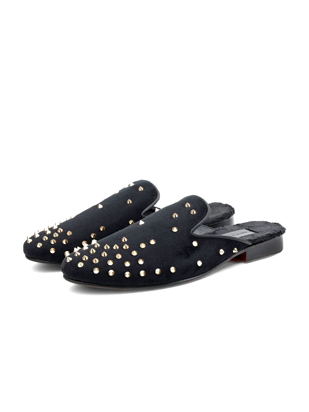 

SHUTIQ Men Embellished Suede Mules, Black