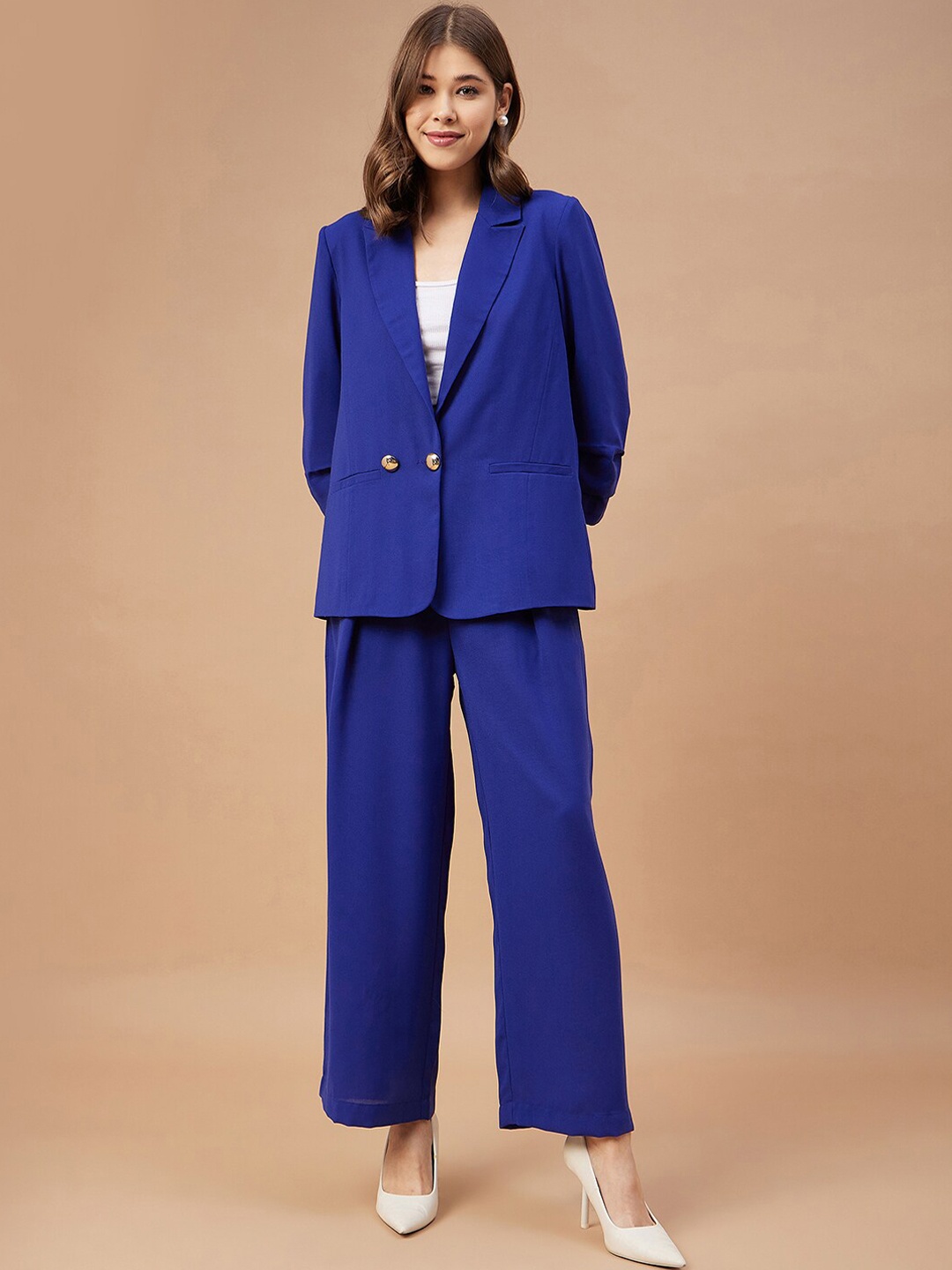 

Gipsy Shawl Neck Coat With Trousers, Blue