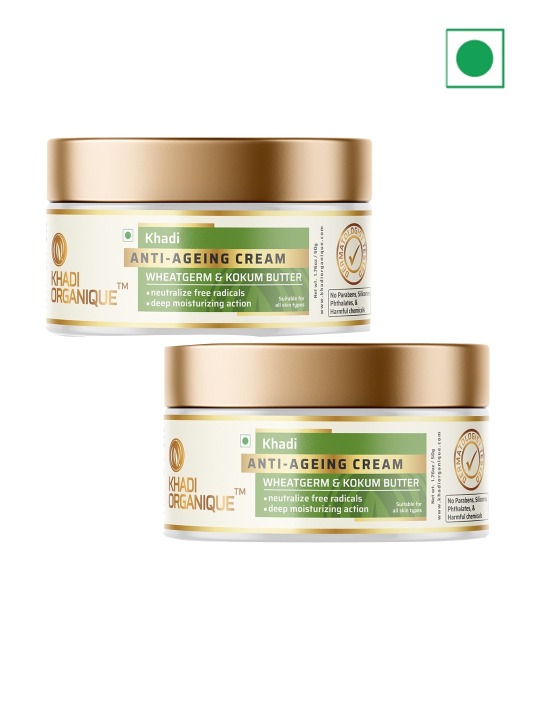 

Khadi Organique Set Of 2 Anti-Ageing Cream For Skin Brightening - 100g Each, White