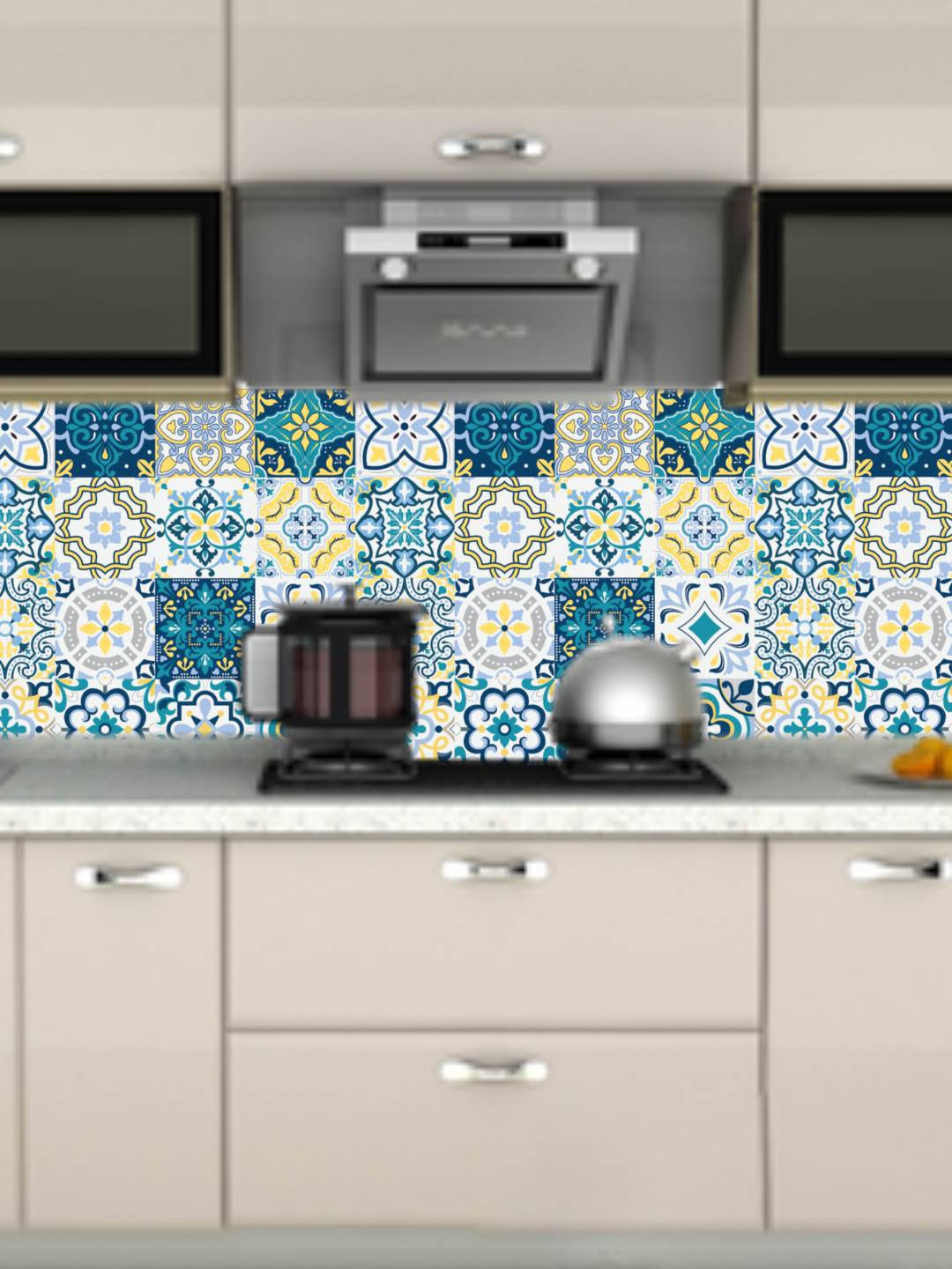 

Jaamso Royals Blue & White Printed Self Adhesive Waterproof Wallpaper