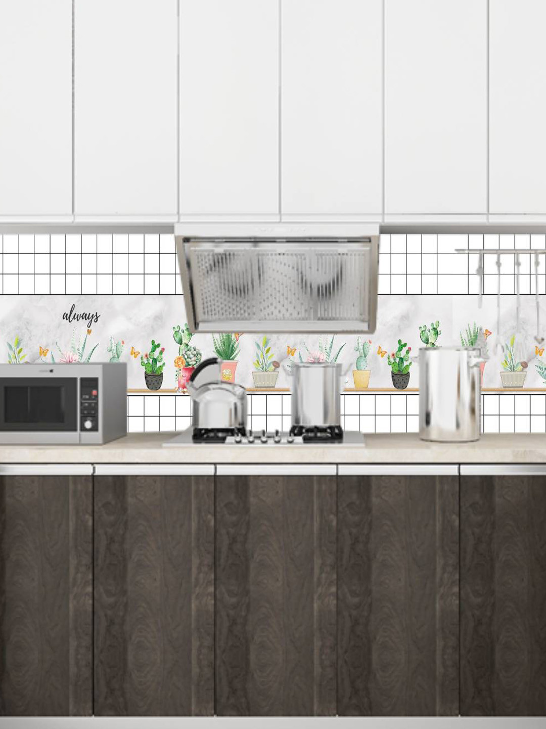 

Jaamso Royals Oil Proof Rust Proof Kitchen Wallpaper, White