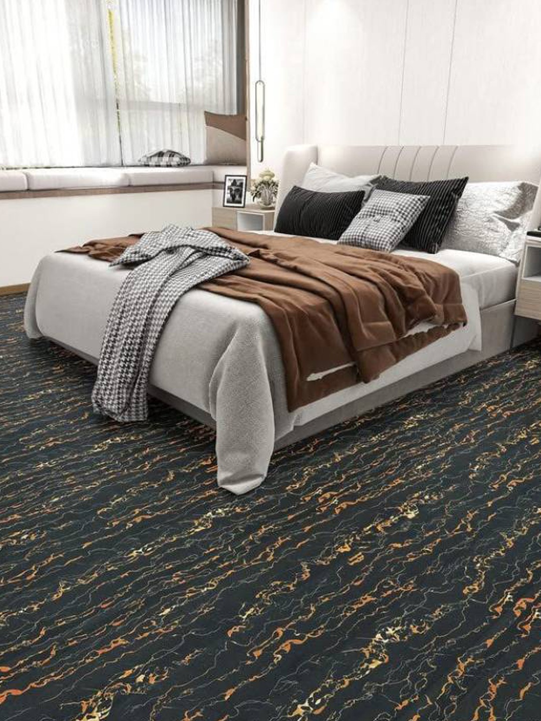 

Jaamso Royals Black Marble Design Self Adhesive Waterproof Wallpaper