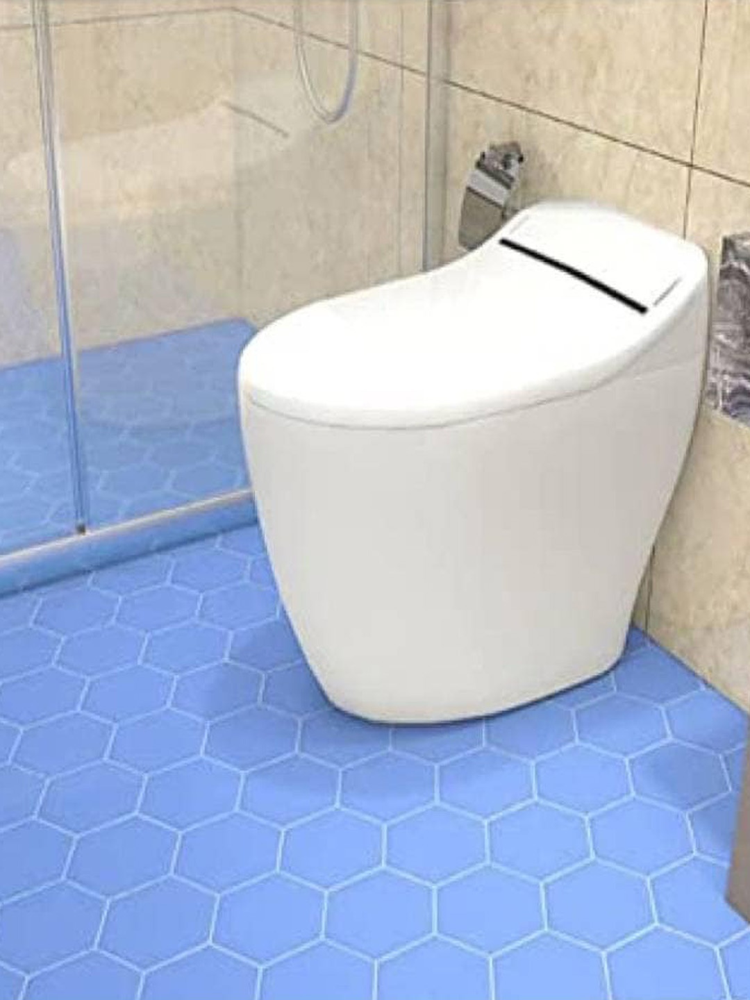 

Jaamso Royals Blue Hexagonal Tiles Floor Covering Self Adhesive Wallpaper