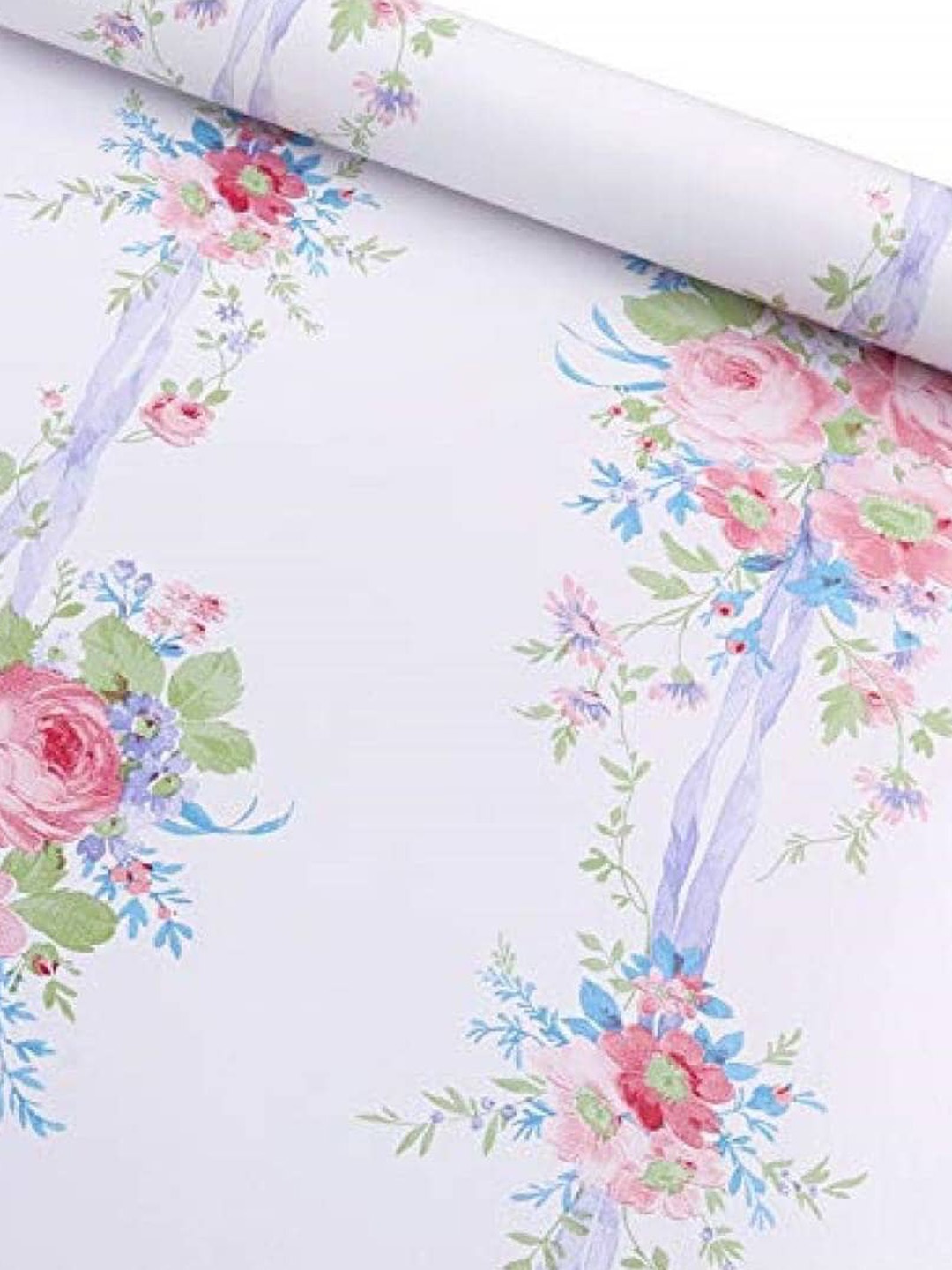 

Jaamso Royals White & Pink Floral Printed Self Adhesive Waterproof Wallpaper