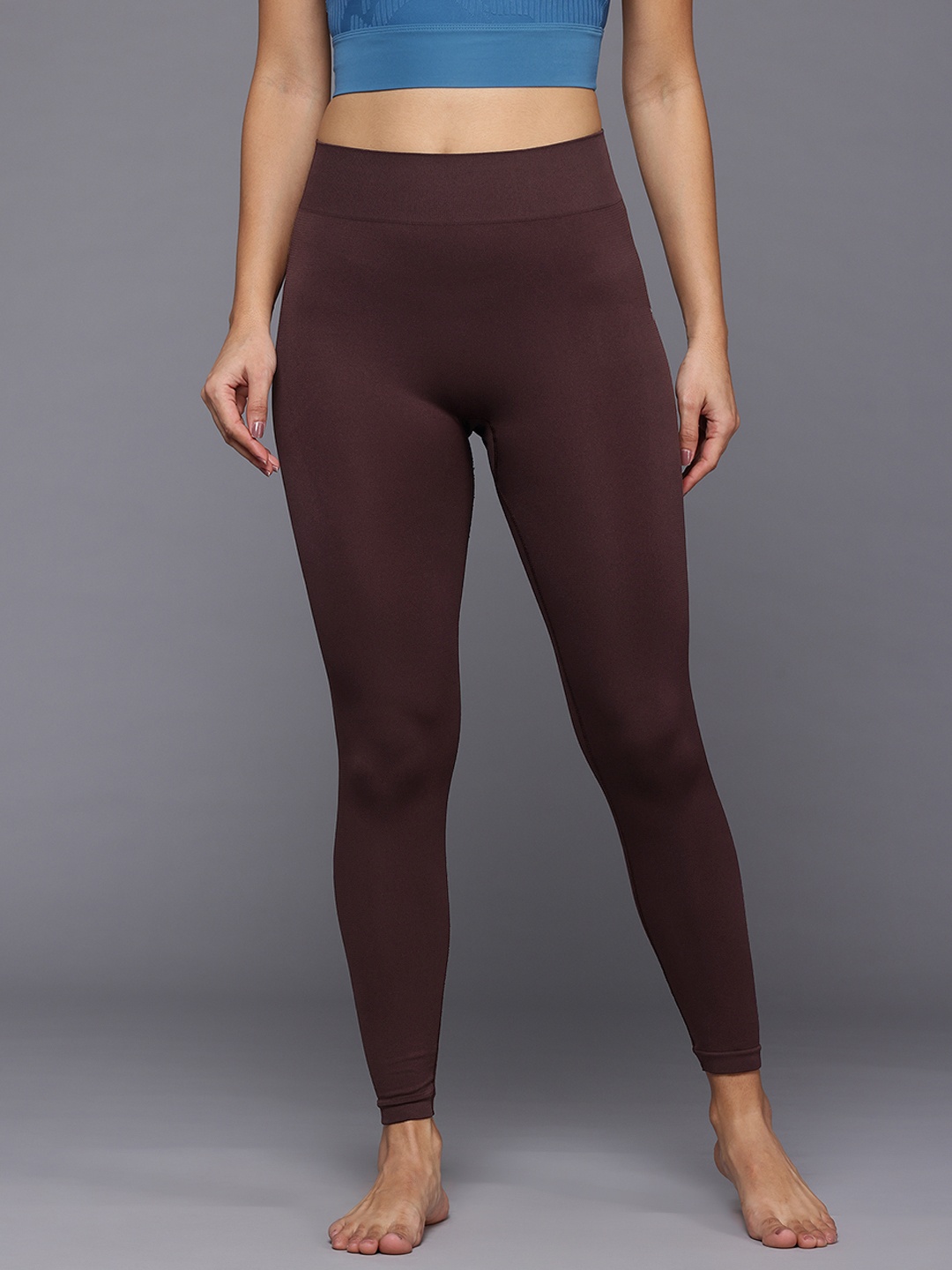 

HRX By Hrithik Roshan Women Rapid Dry Seamless Running Tights, Coffee brown