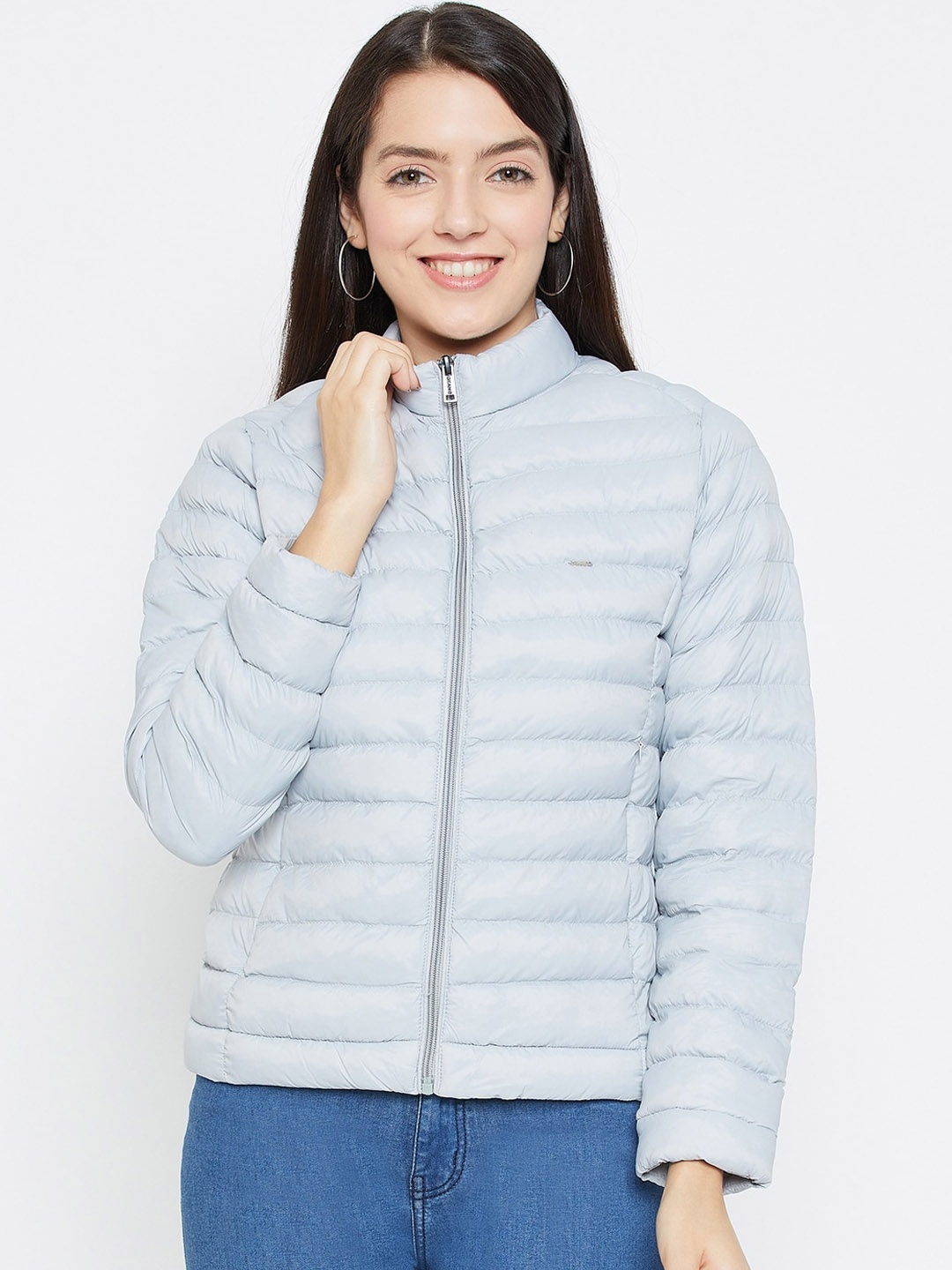 

Okane Mock Collar Lightweight Puffer Jacket, Blue