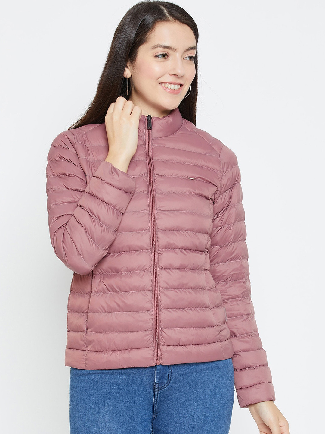 

Okane Mock Collar Lightweight Puffer Jacket, Pink