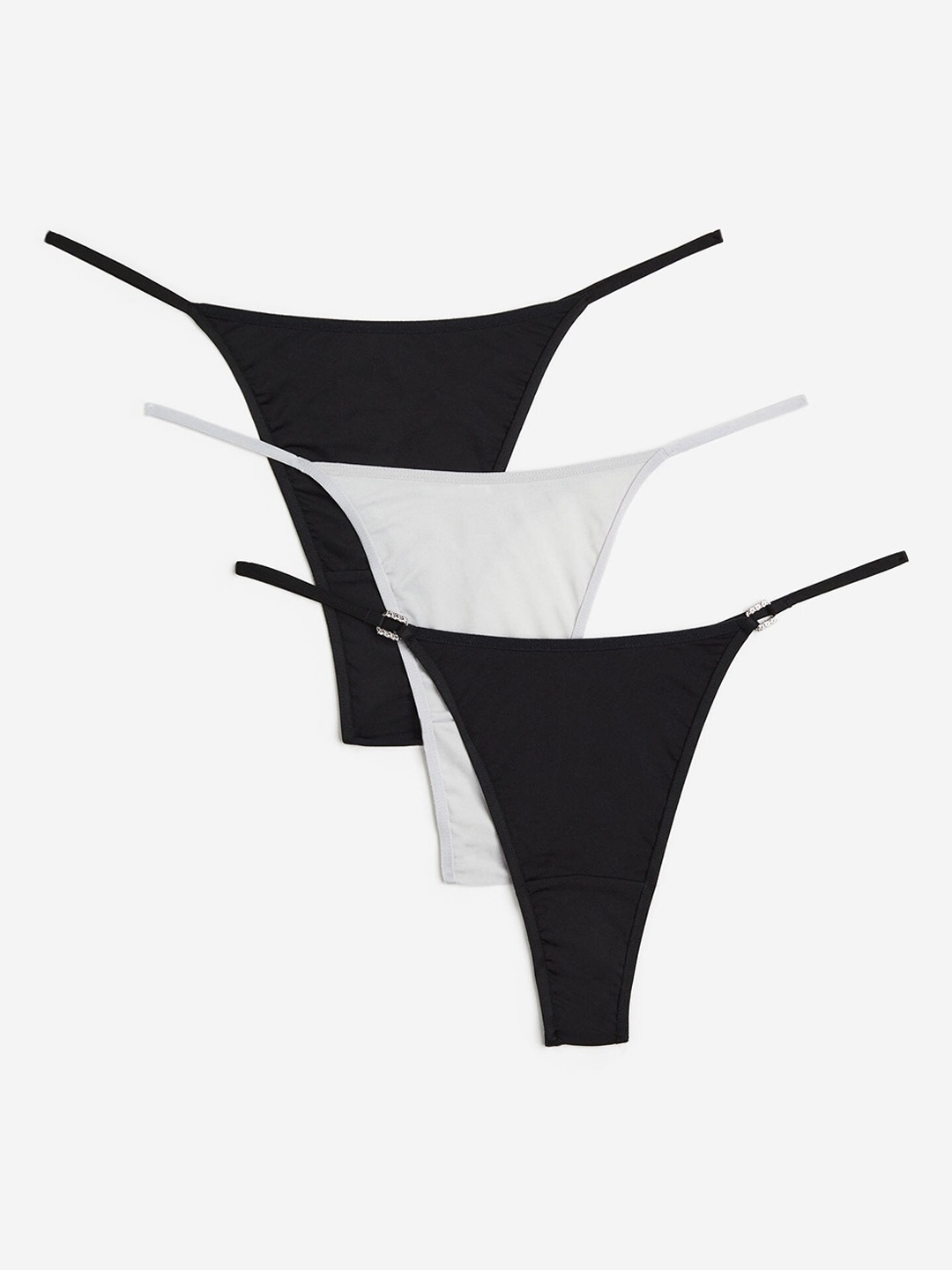 

H&M 3-Pack Microfibre Thongs Briefs, Black
