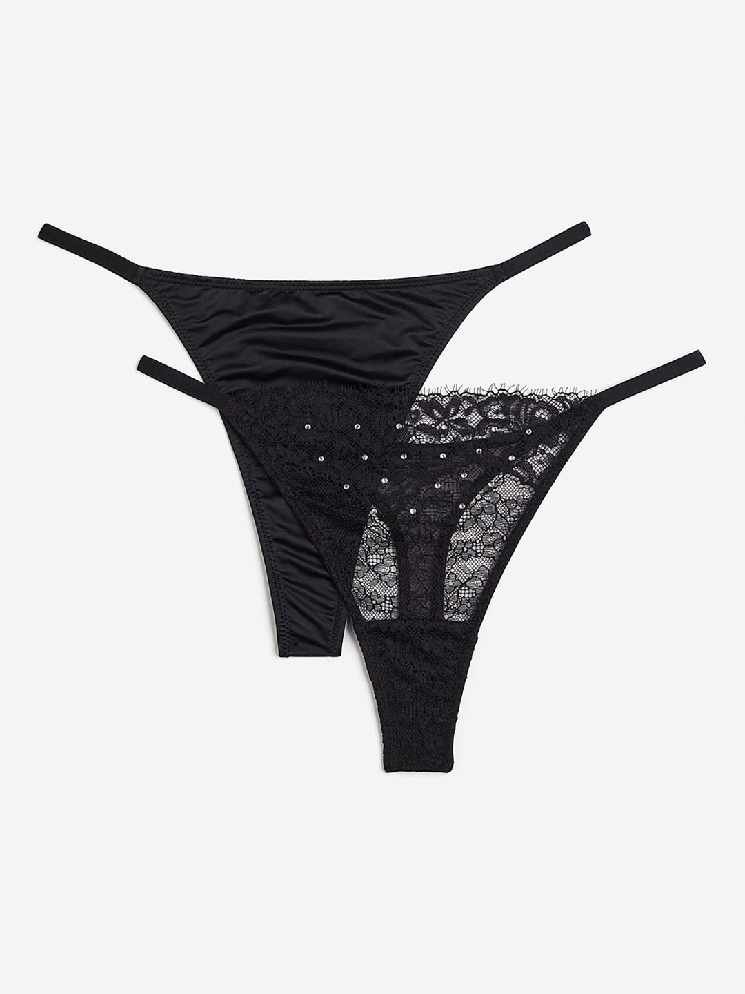 

H&M 2-Pack Thongs Briefs, Black