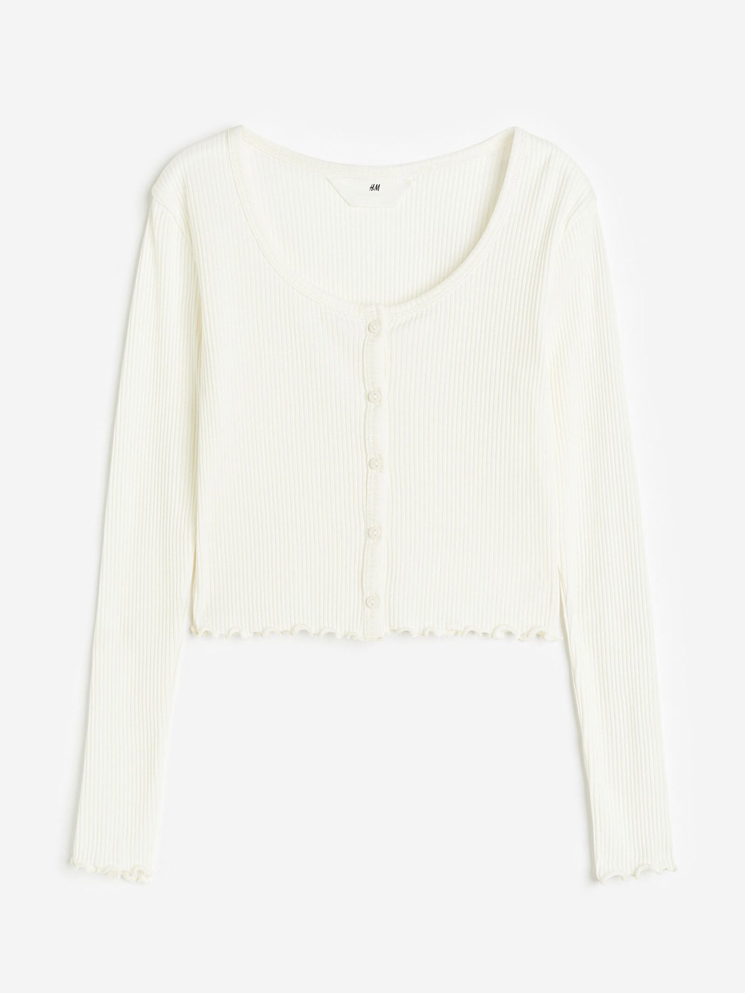 

H&M Girls Ribbed Jersey Cardigan, White