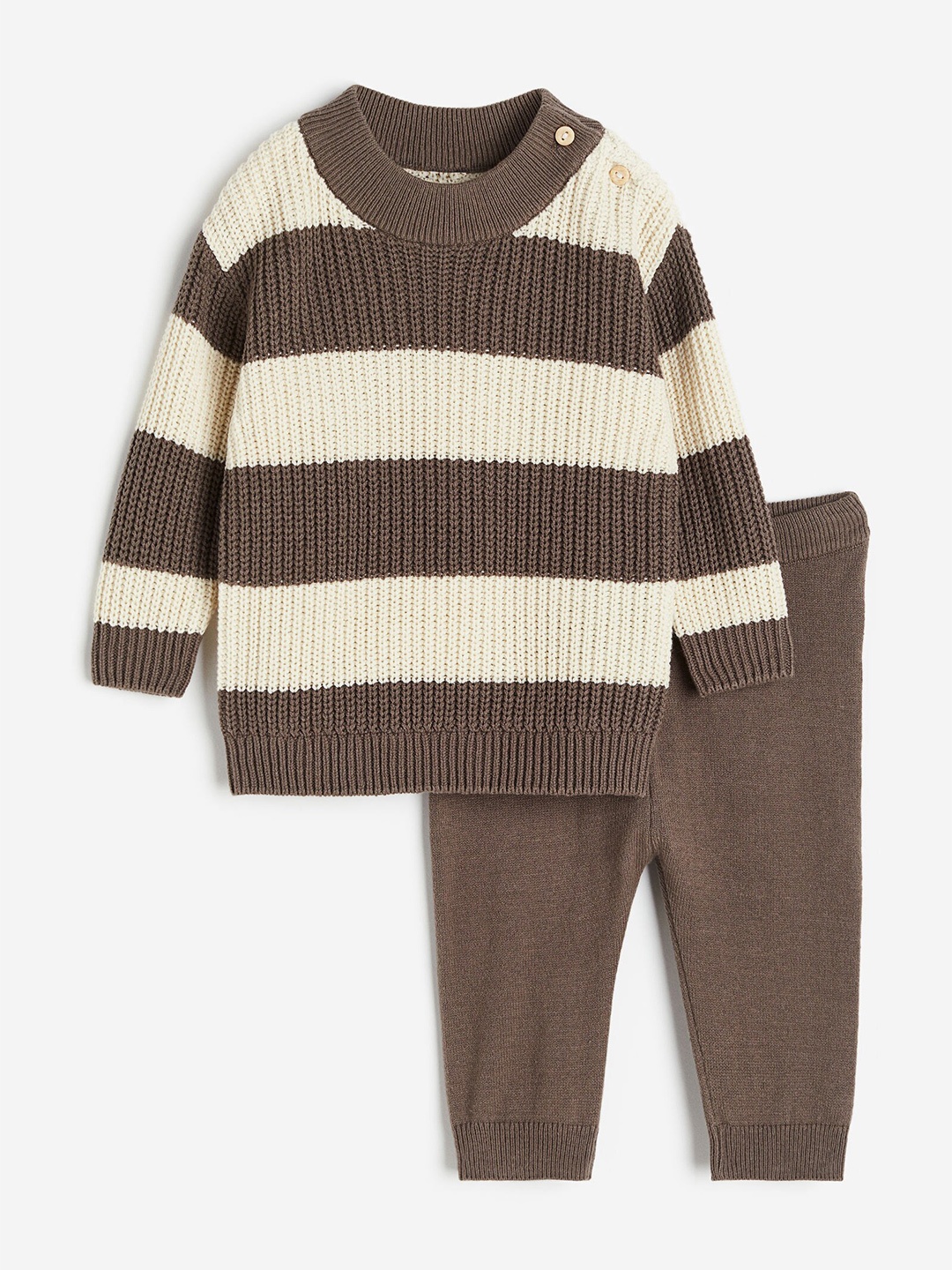 

H&M Boys Pure Cotton 2-Piece Knitted Set, Brown