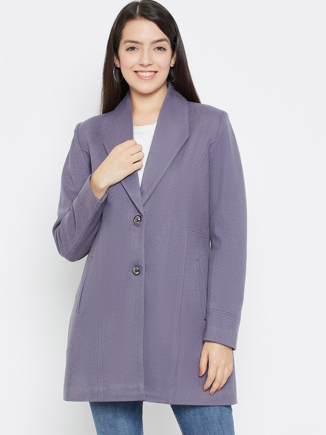 

Okane Shawl Collar Tweed Overcoat, Blue